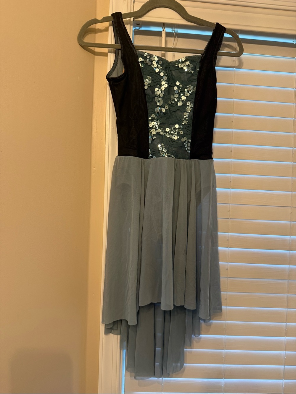 Revolution Sequined Bodice High-Low Costume in Sage and Black